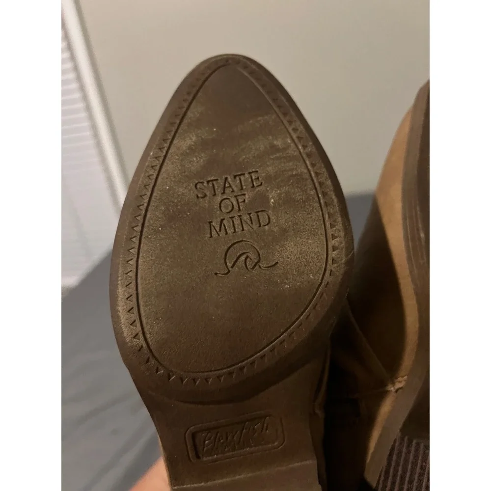Blowfish‎ Malibu State of Mind Tan Brown Ruched Ankle Boots Womens 8 Side Zip